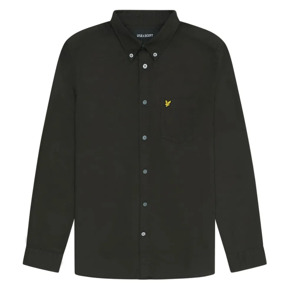 Lyle And Scott Plain Oxford Shirt in Gunmetal