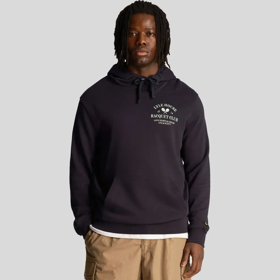 Lyle And Scott Racquet Club Graphic Hoodie in Navy