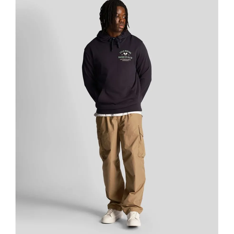 Lyle And Scott Racquet Club Graphic Hoodie in Navy