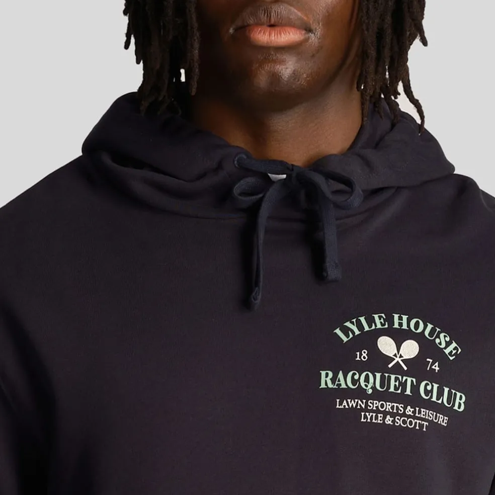 Lyle And Scott Racquet Club Graphic Hoodie in Navy
