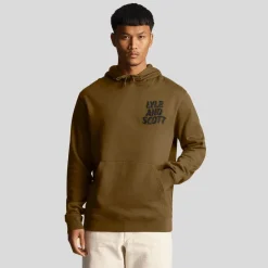 Lyle And Scott Ripple Logo Hoodie in olive