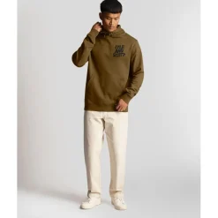Lyle And Scott Ripple Logo Hoodie in olive