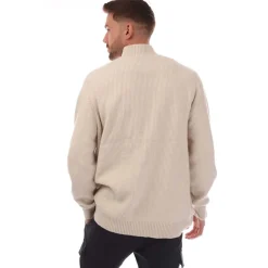 Lyle And Scott Shaker Stitch Quarter-Zip Sweater in Beige