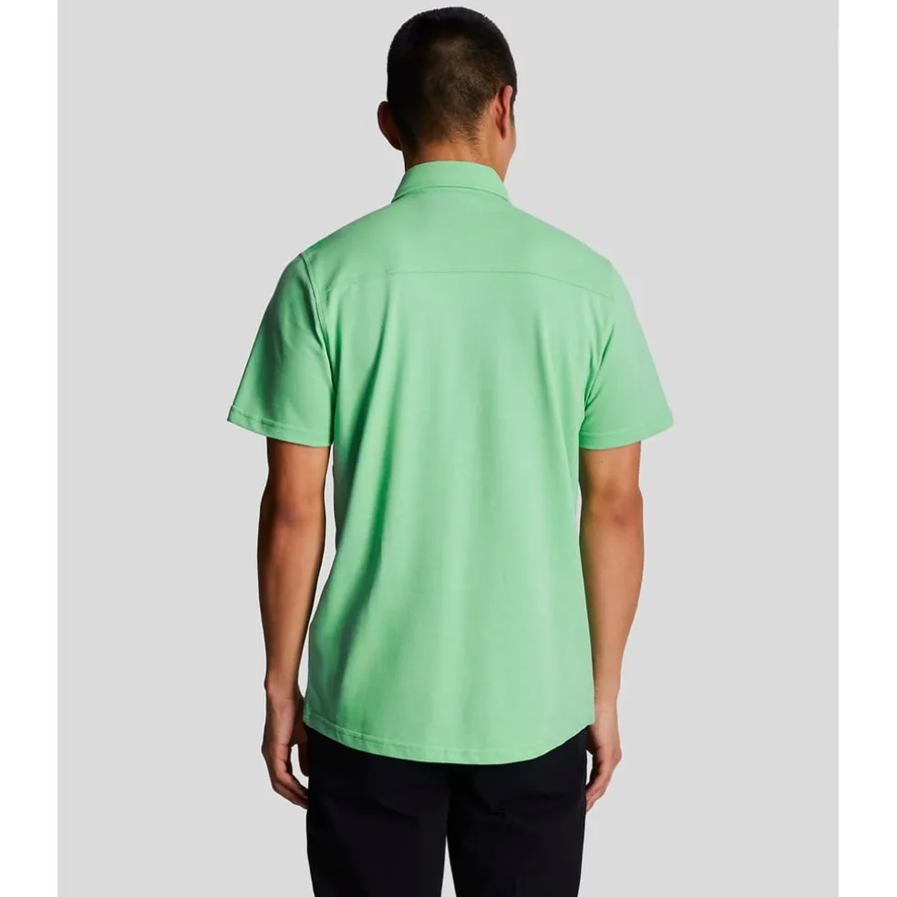 Lyle And Scott Short Sleeve Pique Shirt in Green
