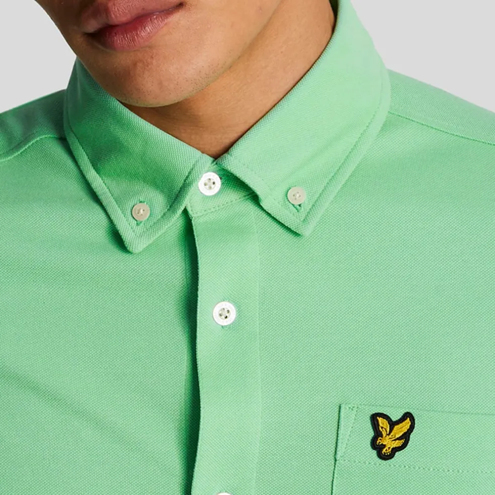 Lyle And Scott Short Sleeve Pique Shirt in Green