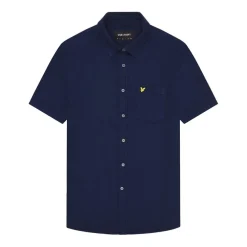 Lyle And Scott Short Sleeve Basket Weave Shirt in Navy