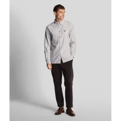 Lyle And Scott Stripe Oxford Shirt in Grey White