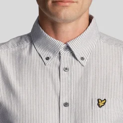 Lyle And Scott Stripe Oxford Shirt in Grey White