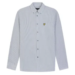 Lyle And Scott Stripe Oxford Shirt in Grey White