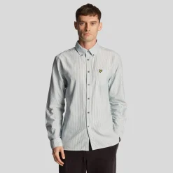 Lyle And Scott Stripe Oxford Shirt in Green White