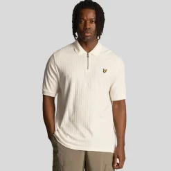 Lyle And Scott Textured Stripe Polo Shirt in White