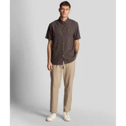 Lyle And Scott Textured Stripe Short Sleeve Shirt in Gunmetal