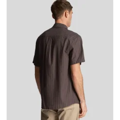 Lyle And Scott Textured Stripe Short Sleeve Shirt in Gunmetal
