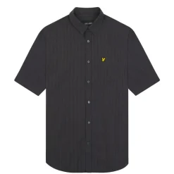 Lyle And Scott Textured Stripe Short Sleeve Shirt in Gunmetal