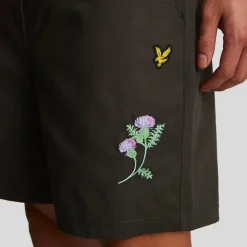 Lyle And Scott Thistle Club Embroidered Shorts in Gunmetal
