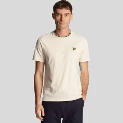 Lyle And Scott Tipped T-Shirt in White Grey
