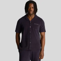 Lyle And Scott Towelling Resort Shirt in Navy
