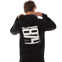 Lyle And Scott Vertical 1874 Graphic Pullover Hoodie in Black-White