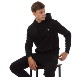 Lyle And Scott Vertical 1874 Graphic Pullover Hoodie in Black-White