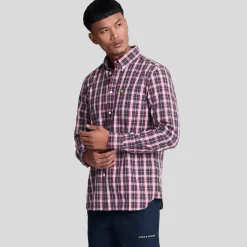 Lyle And Scott Washed Check Poplin Shirt in Navy