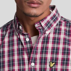 Lyle And Scott Washed Check Poplin Shirt in Navy