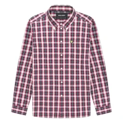 Lyle And Scott Washed Check Poplin Shirt in Navy