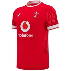 Macron Welsh Rugby Union Authentic Home Shirt 2024 Adults in Red