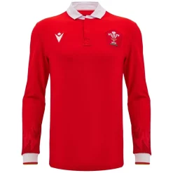 Macron Welsh Rugby Union Home Long Sleeve Shirt 2024 2025 Adults in Red
