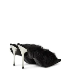 Magda Butrym Magda Stiletto Heel Fluffy Mules in Black