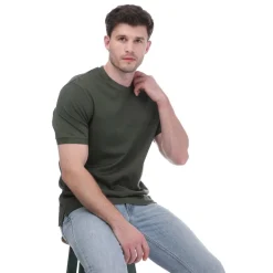 Mercery Lacer Micro Stitch Split T-Shirt in Green