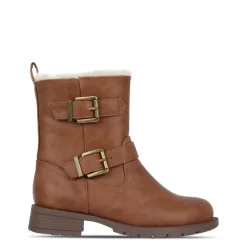 Miso Cara Block Heel Motorcycle Boots in Brown