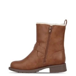 Miso Cara Block Heel Motorcycle Boots in Brown
