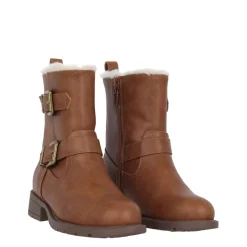 Miso Cara Block Heel Motorcycle Boots in Brown
