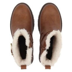 Miso Cara Block Heel Motorcycle Boots in Brown