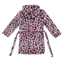 Miso Girls Leopard Long Sleeve Dressing Gown in Pink