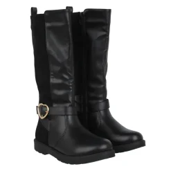 Miso Heart Buckle Knee High Boots in Black
