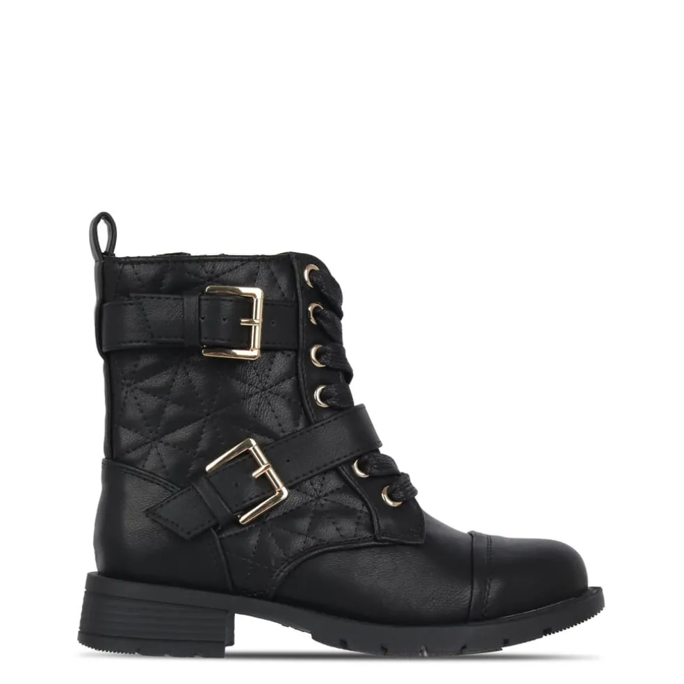 Miso Ruby Block Heel Motorcycle Boots in Black