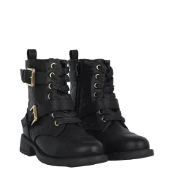 Miso Ruby Block Heel Motorcycle Boots in Black