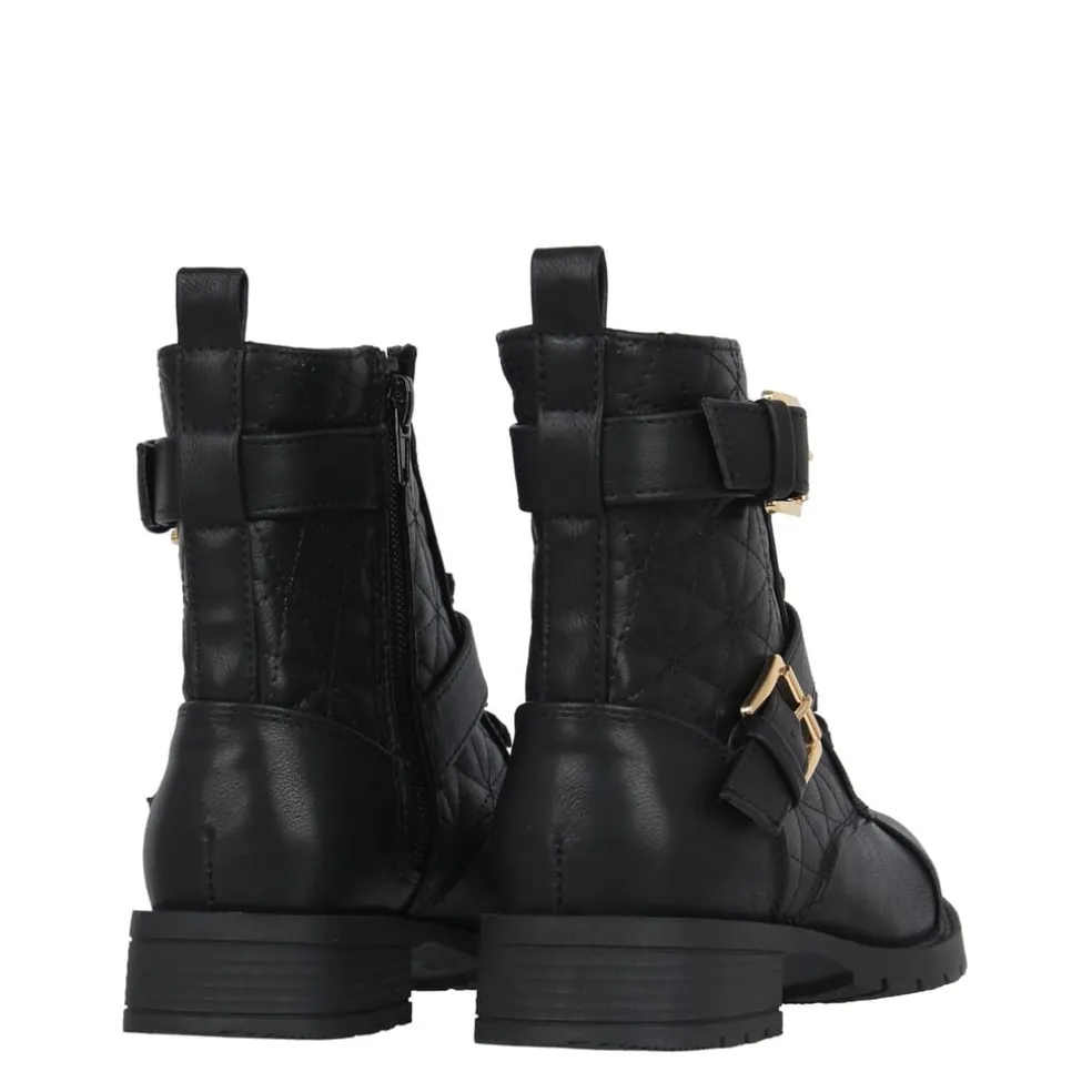Miso Ruby Block Heel Motorcycle Boots in Black