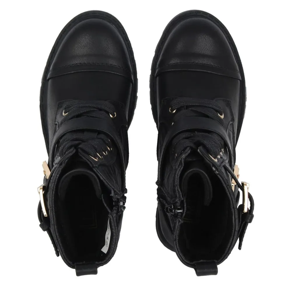 Miso Ruby Block Heel Motorcycle Boots in Black