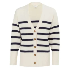 Miso V Neck Cuff Stripe Cardigan in Multi