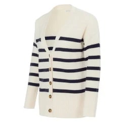 Miso V Neck Cuff Stripe Cardigan in Multi