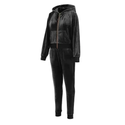 Miso Velour Tracksuit Set in Black