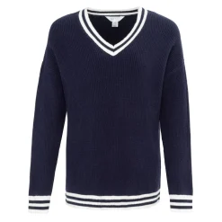 Miso Womens V Neck Jumper in Blue