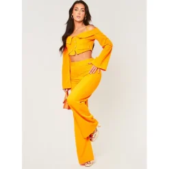 Missy Empire And Flare Trousers in Orange
