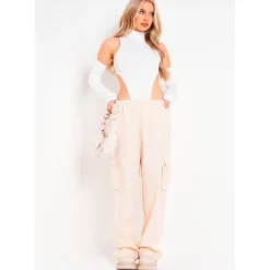 Missy Empire Cargo Trousers in Beige
