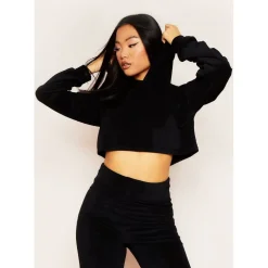 Missy Empire Cropped Hoodie in Black
