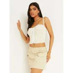 Missy Empire Detail Cargo Mini Skirt in Beige