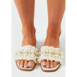 Missy Empire Diamante Vamp Espadrille Flatform Sandals in Cream