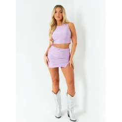 Missy Empire Fix Disco Mini Skirt in Purple